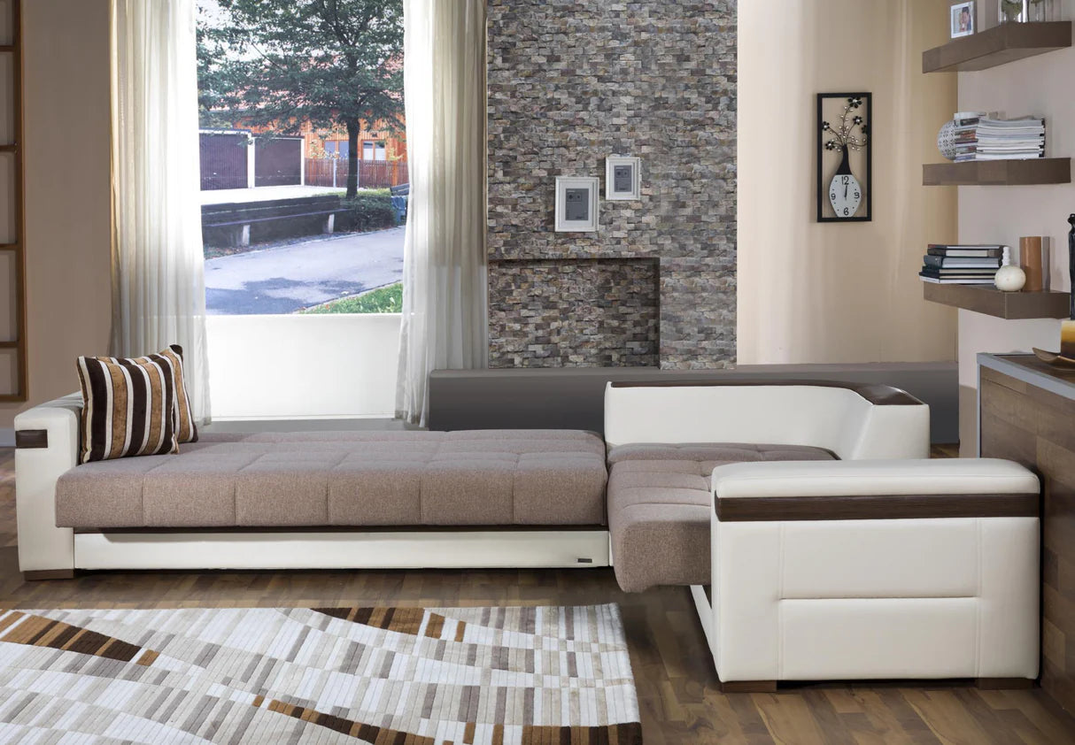 Moon Storage Sleeper Platin Mustard Sectional