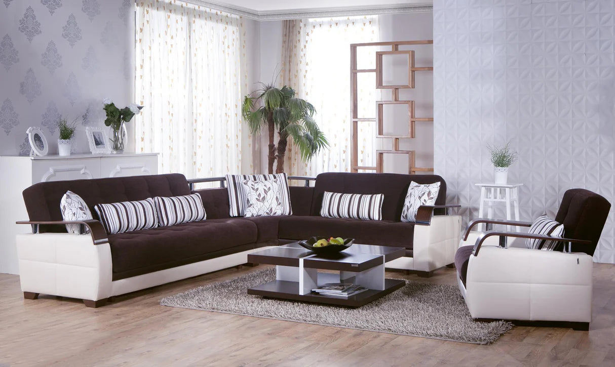 Natural Colins Brown Storage Sleeper Sectional