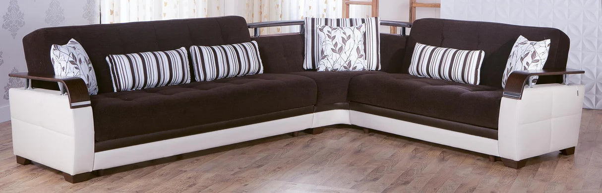 Natural Colins Brown Storage Sleeper Sectional