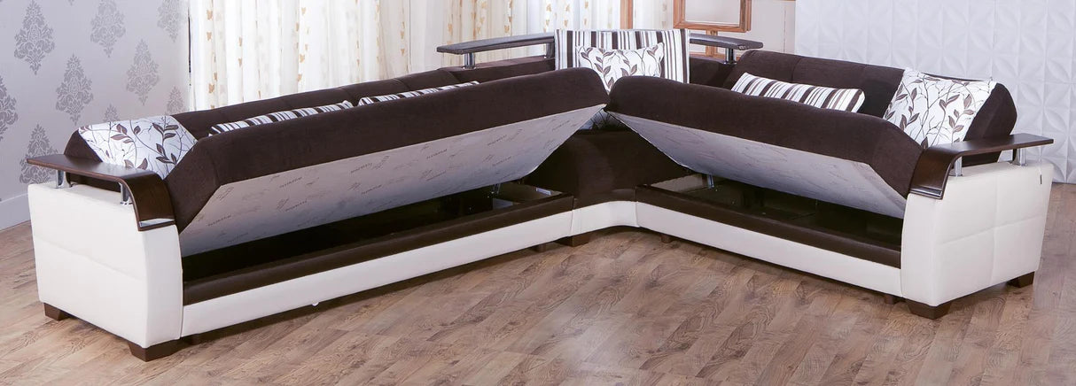 Natural Colins Brown Storage Sleeper Sectional