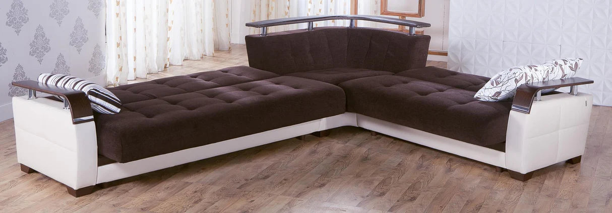 Natural Colins Brown Storage Sleeper Sectional