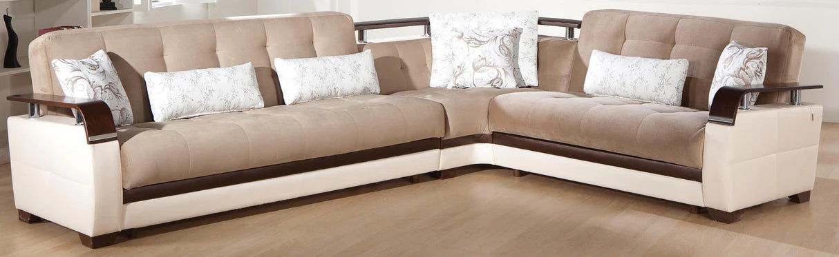 Natural Naomi Storage Sleeper Light Brown Sectional