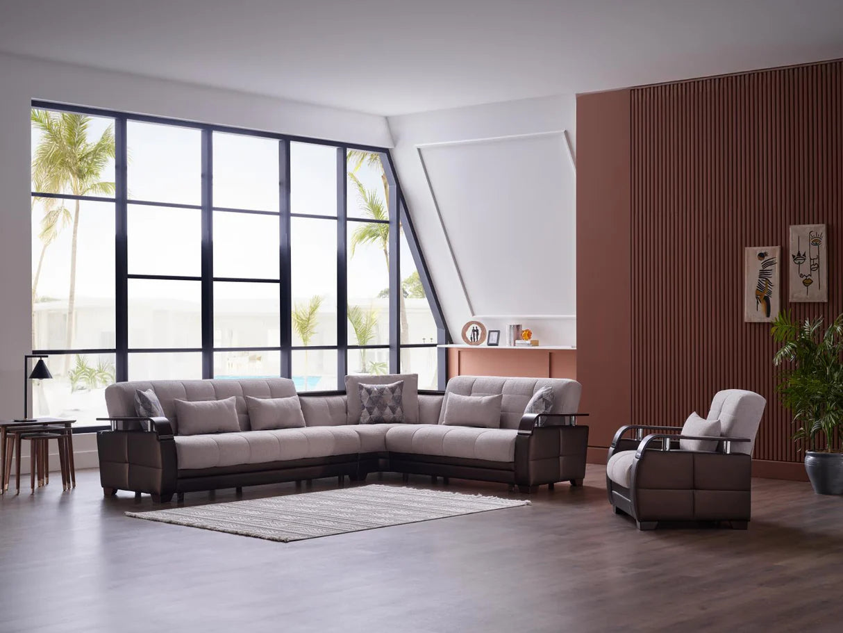 Natural Nivus Beige Sleeper Sectional