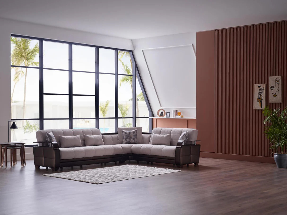 Natural Nivus Beige Sleeper Sectional
