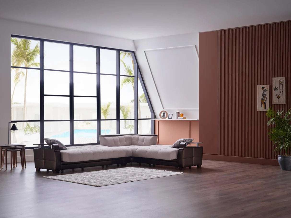 Natural Nivus Beige Sleeper Sectional