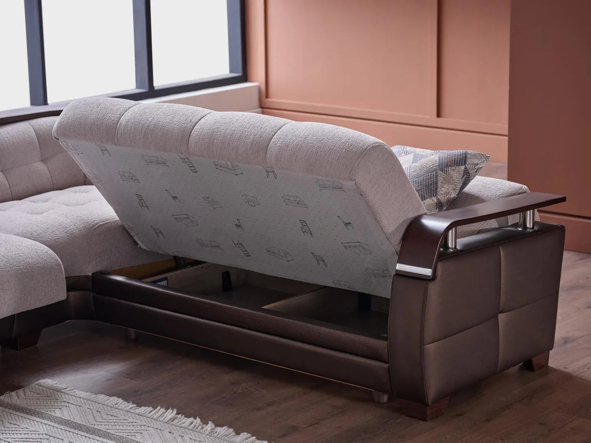 Natural Nivus Beige Sleeper Sectional