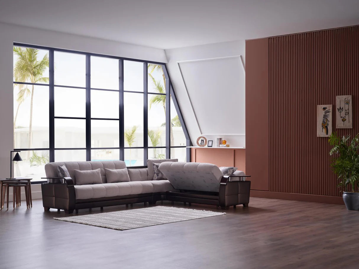 Natural Nivus Beige Sleeper Sectional
