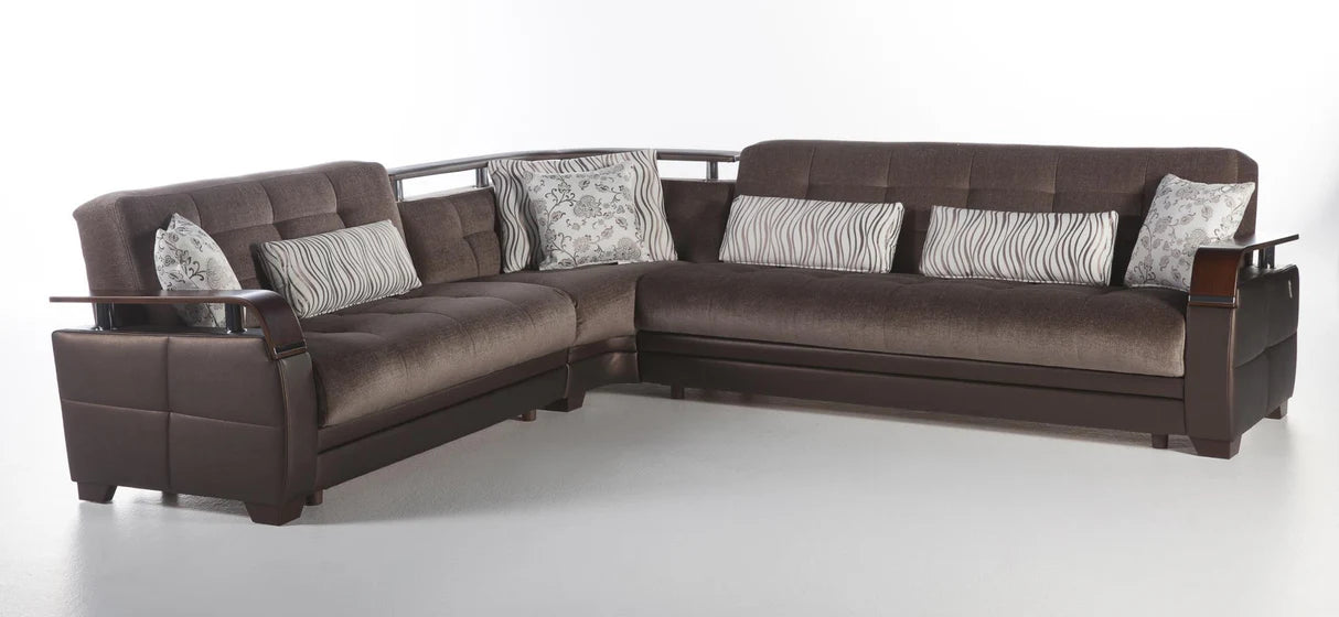 Natural Prestige Brown Storage Sleeper Sectional