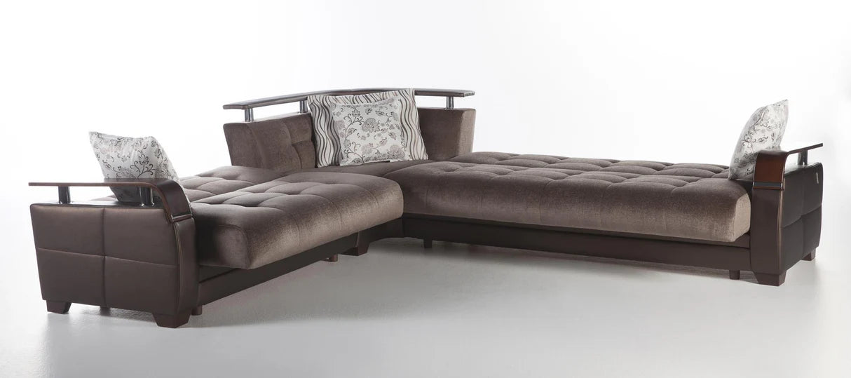 Natural Prestige Brown Storage Sleeper Sectional