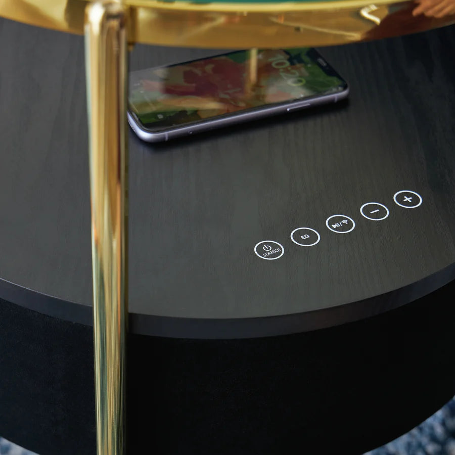 Nedman Black Accent Table with Speaker