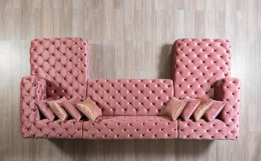Chaise longue seccional doble de terciopelo negro Neva