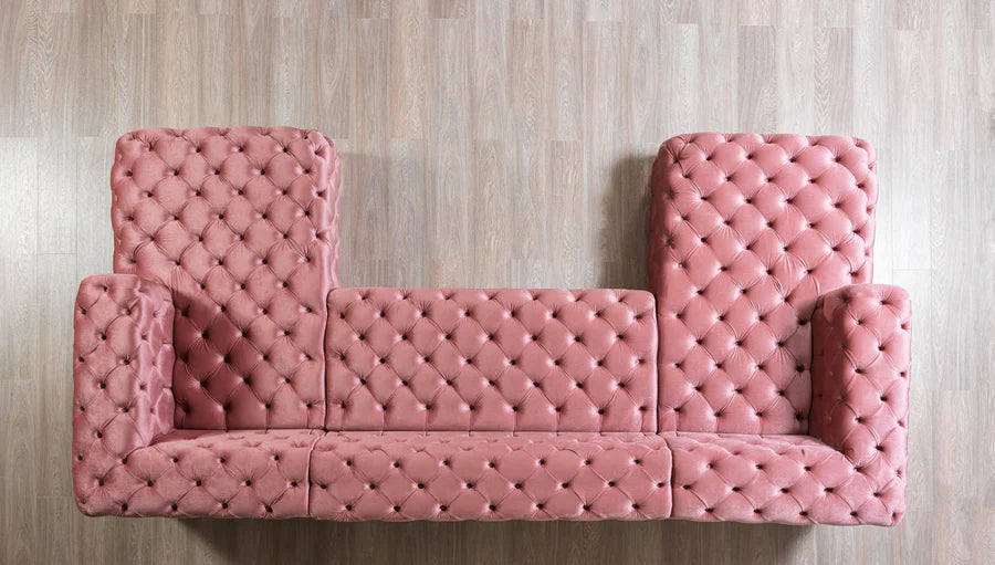 Chaise longue seccional doble de terciopelo negro Neva
