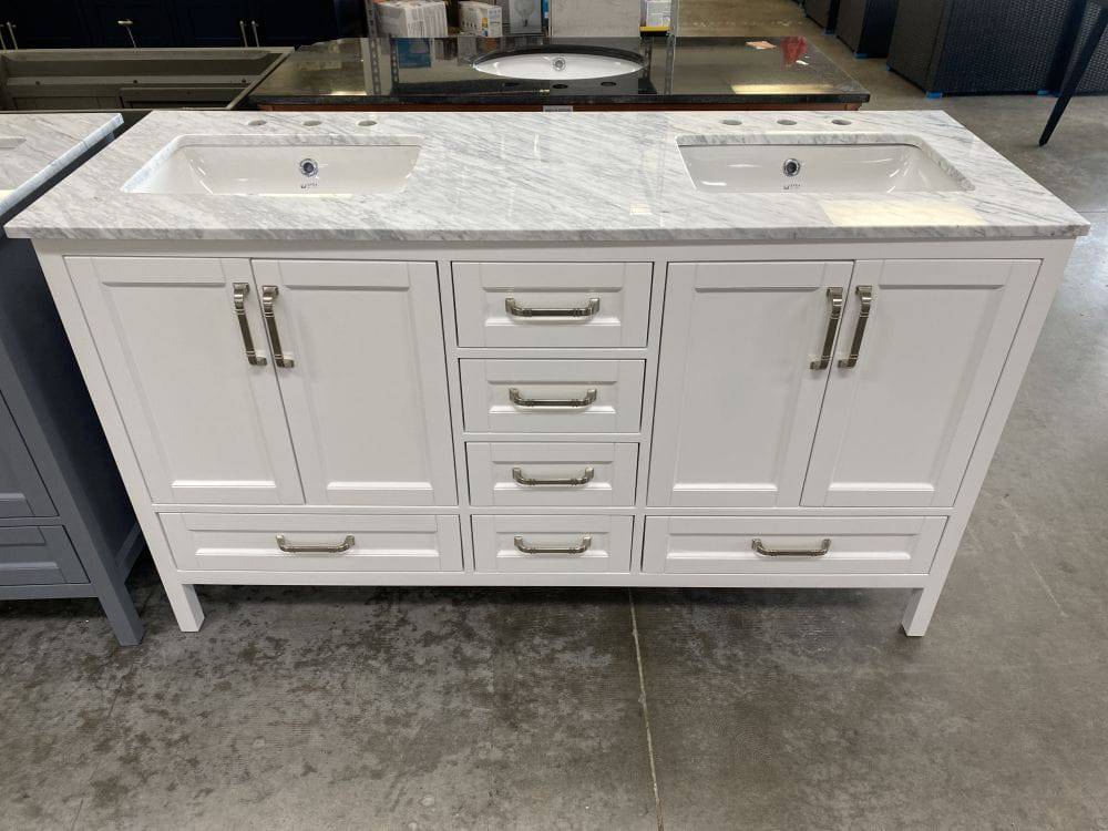 Sandstone 60 in. Vanity in White with Artificial Top - Decohub Home