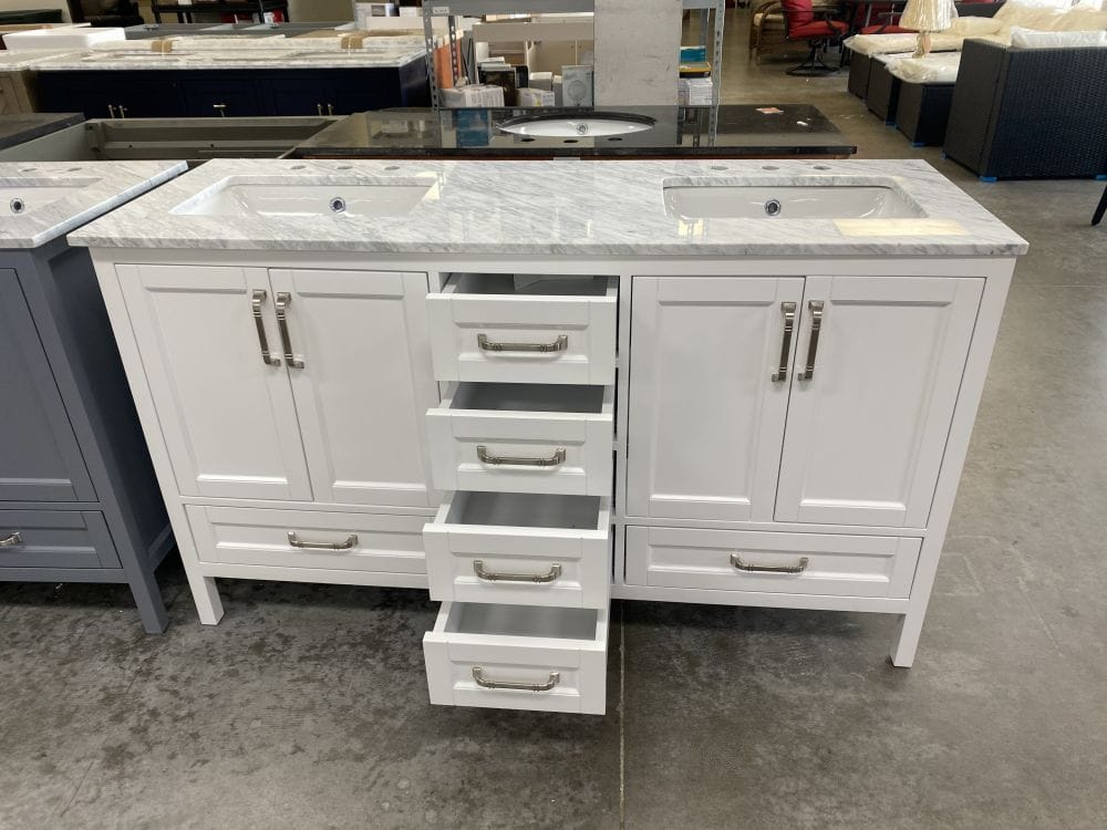 Sandstone 60 in. Vanity in White with Artificial Top - Decohub Home