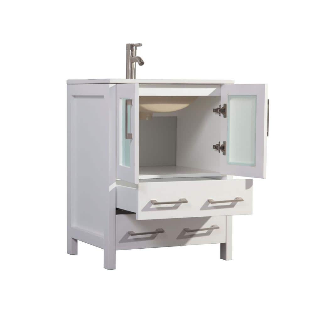 Brescia 30 in. W x 18 in. D x 36 in. H Bath Vanity In White with Vanity Top in White with White Basin and Mirror - Decohub Home