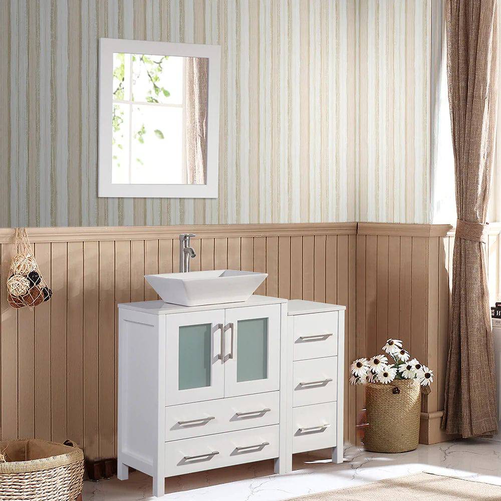 36 in. Single Sink Bathroom Vanity Combo Set in White - Decohub Home