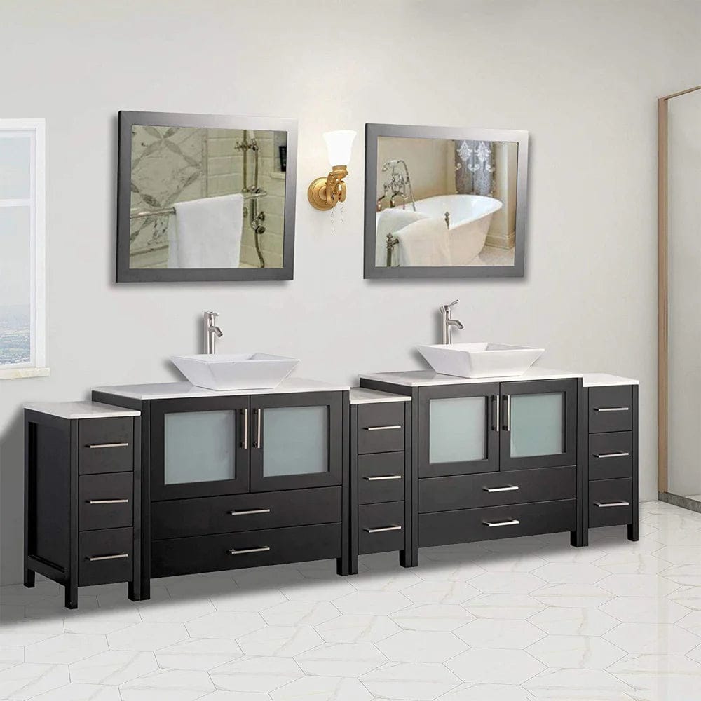 108 in. Double Sink Bathroom Vanity Combo Set in Espresso - Decohub Home
