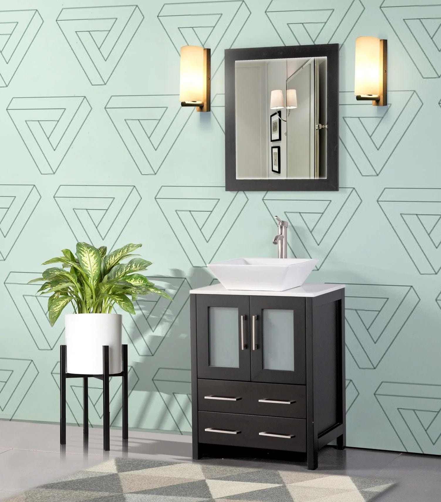 24 in. Single Sink Bathroom Vanity Combo Set in Espresso - Decohub Home