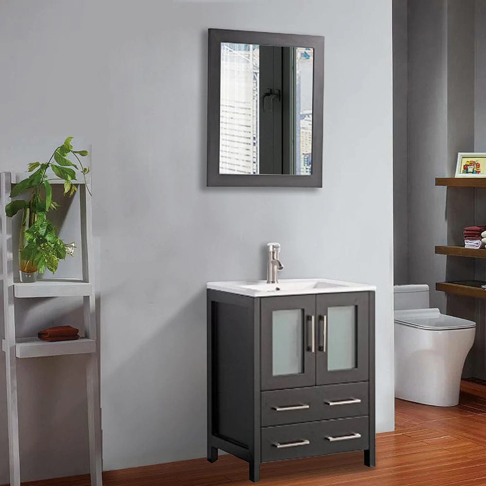 24 in. Single Sink Bathroom Vanity Compact Set in Espresso - Decohub Home