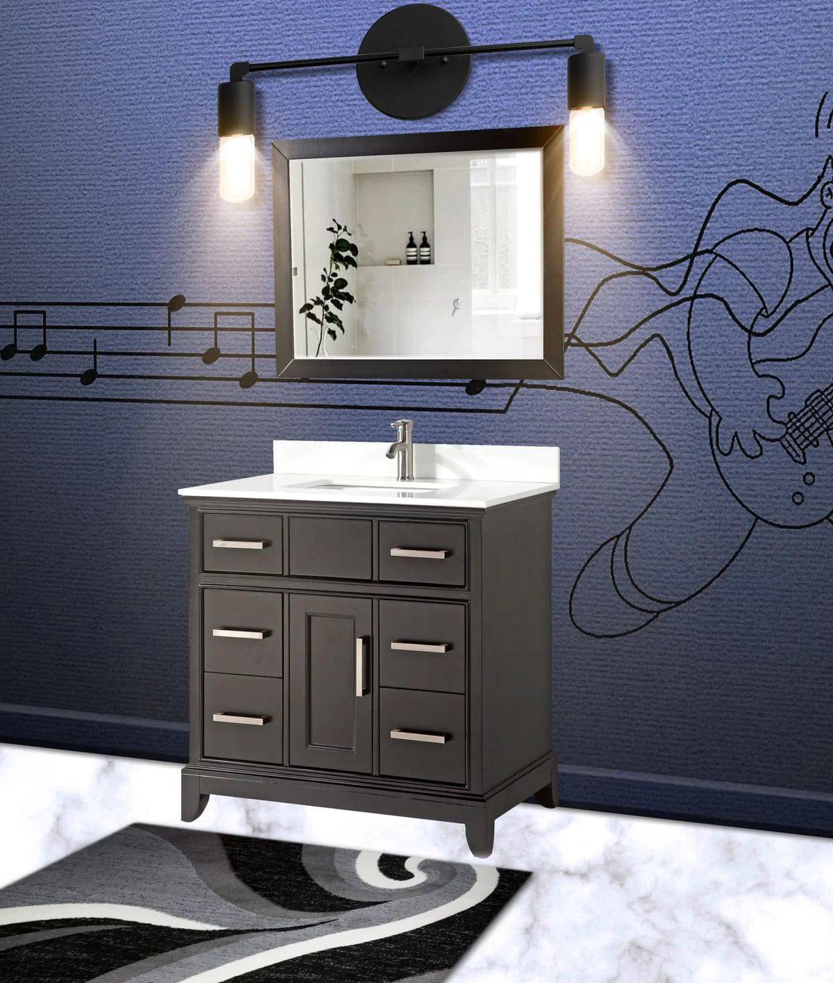 36 in. Single Sink Bathroom Vanity Set in Espresso - Decohub Home