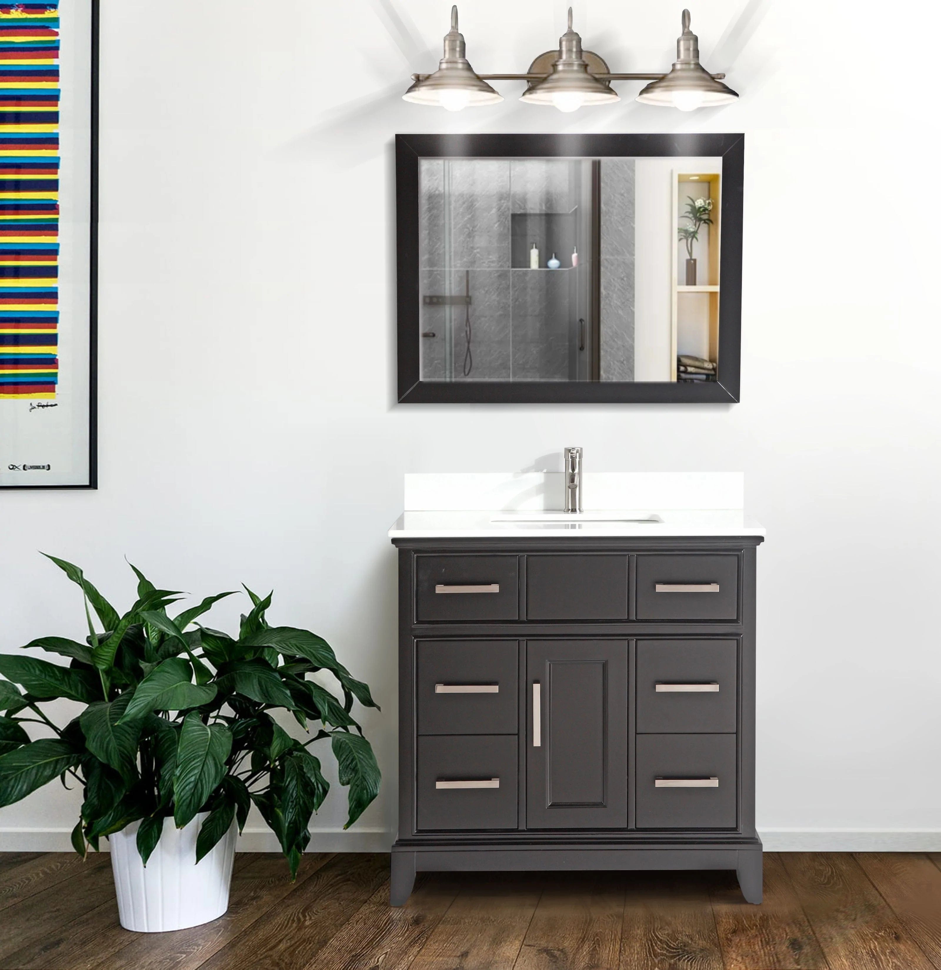 36 in. Single Sink Bathroom Vanity Set in Espresso - Decohub Home