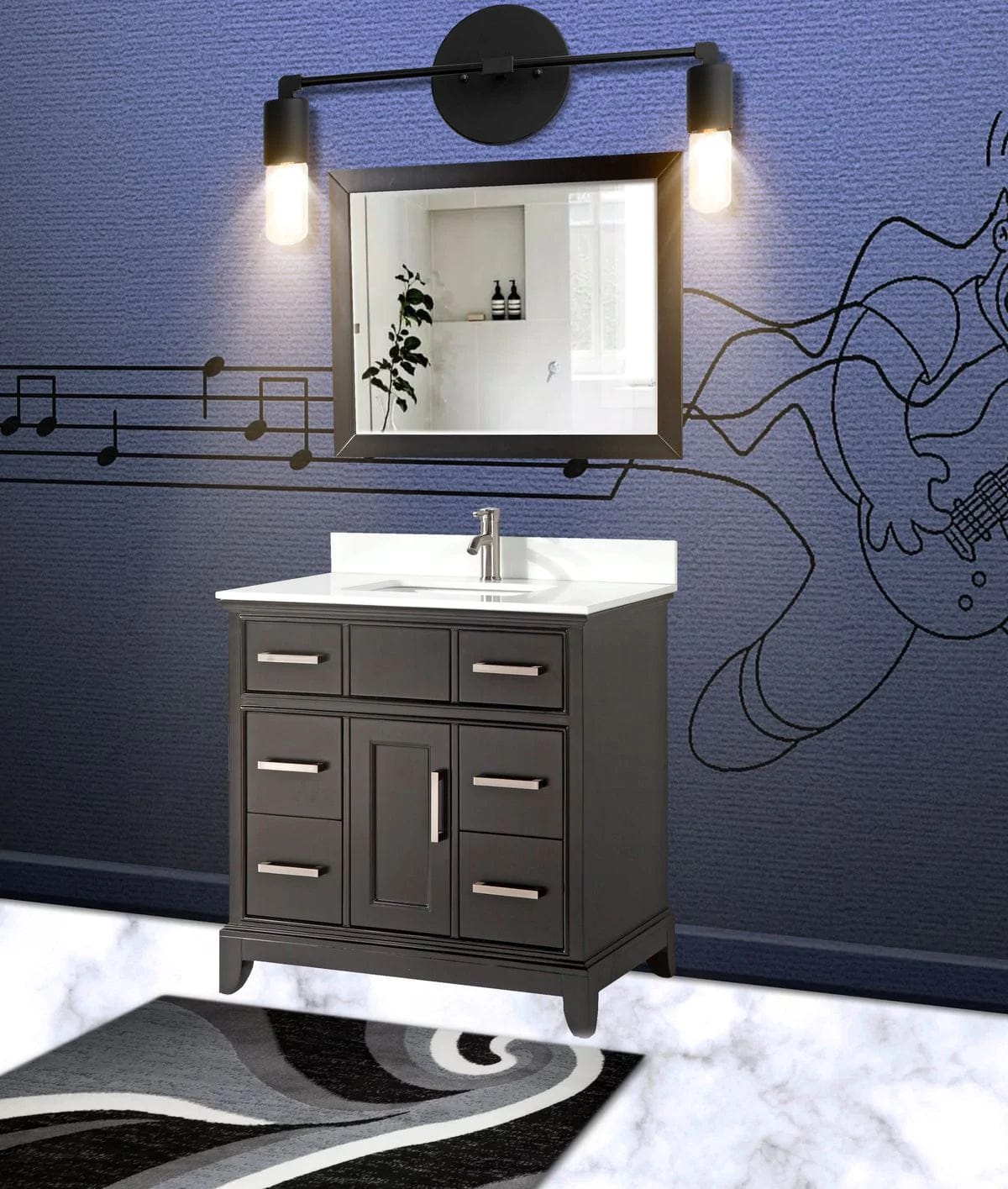 36 in. Single Sink Bathroom Vanity Set in Espresso - Decohub Home
