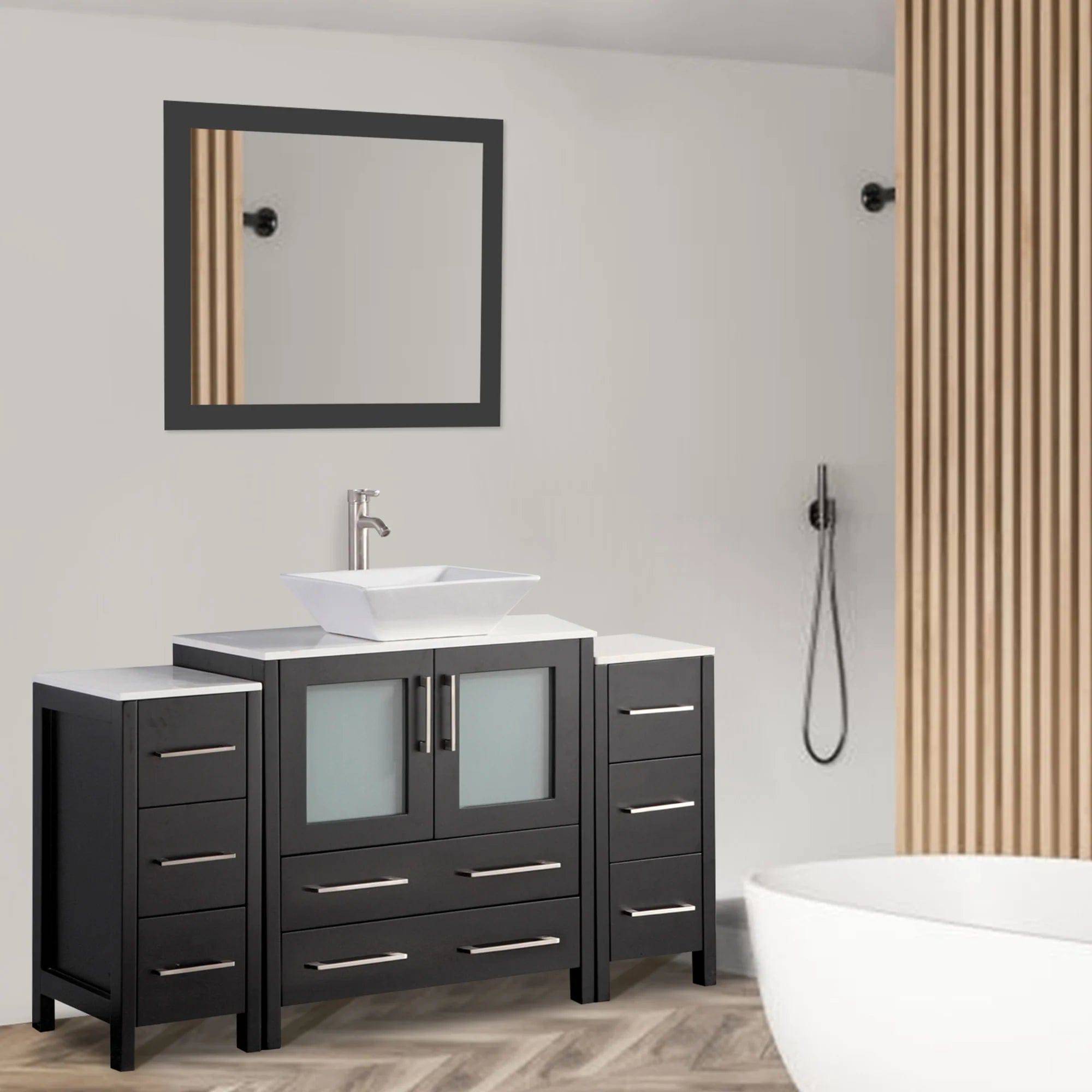 54 in. Single Sink Bathroom Vanity Combo Set in Espresso - Decohub Home