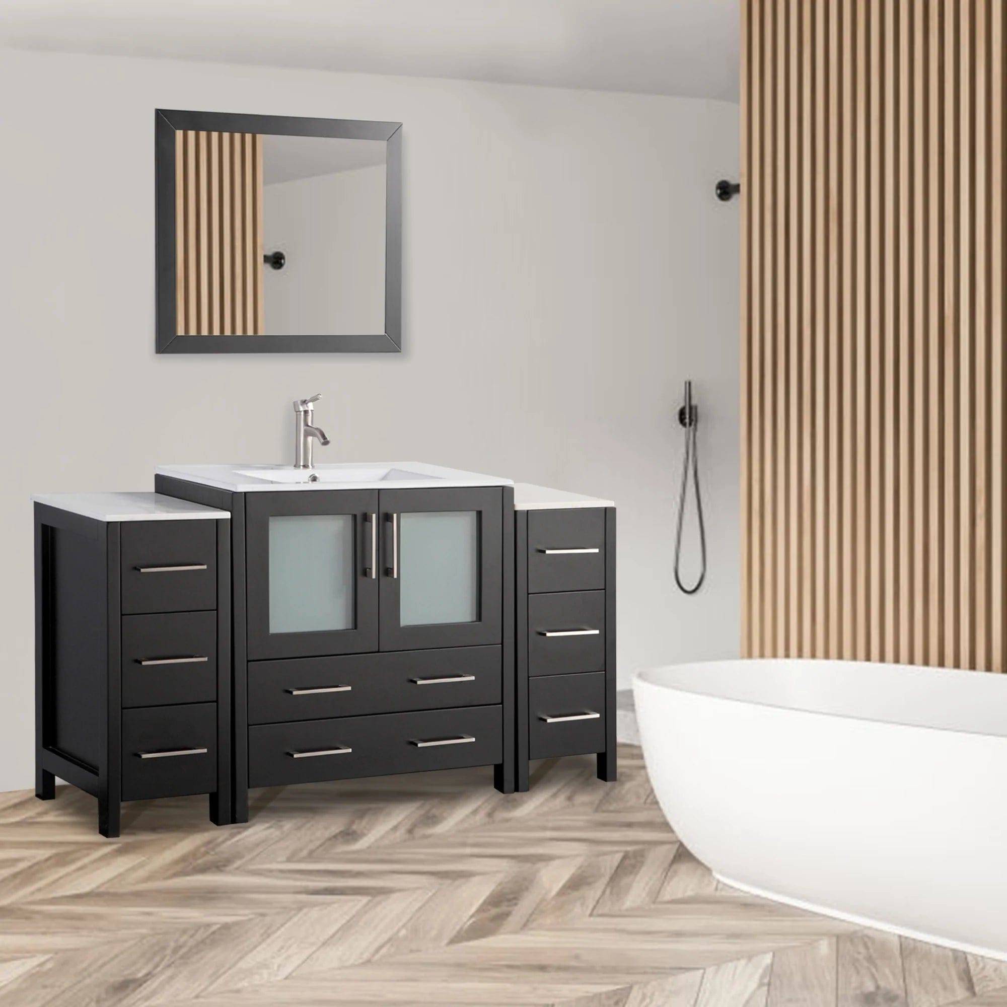 54 in. Single Sink Bathroom Vanity Combo Set in Espresso - Decohub Home