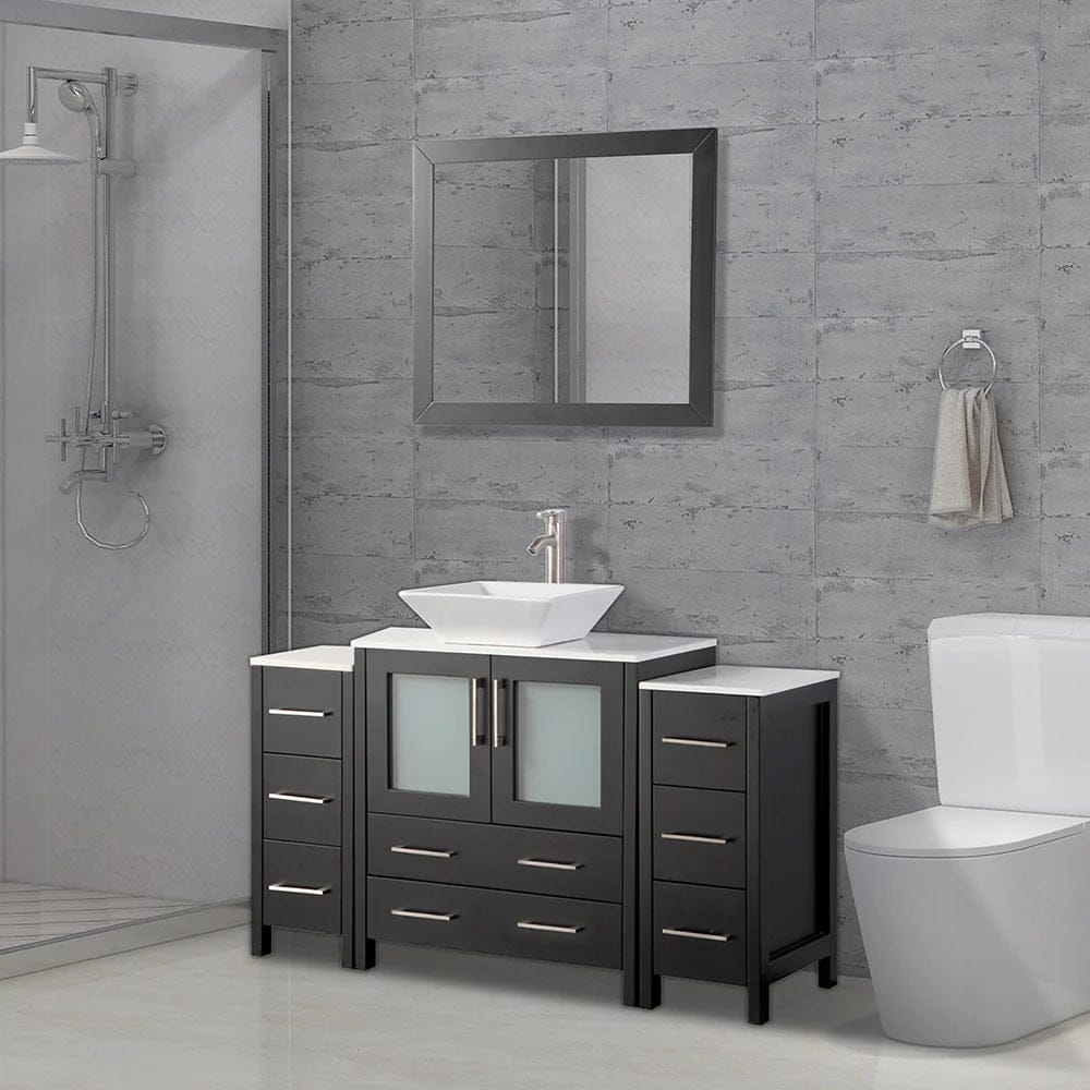 54 in. Single Sink Bathroom Vanity Combo Set in Espresso - Decohub Home