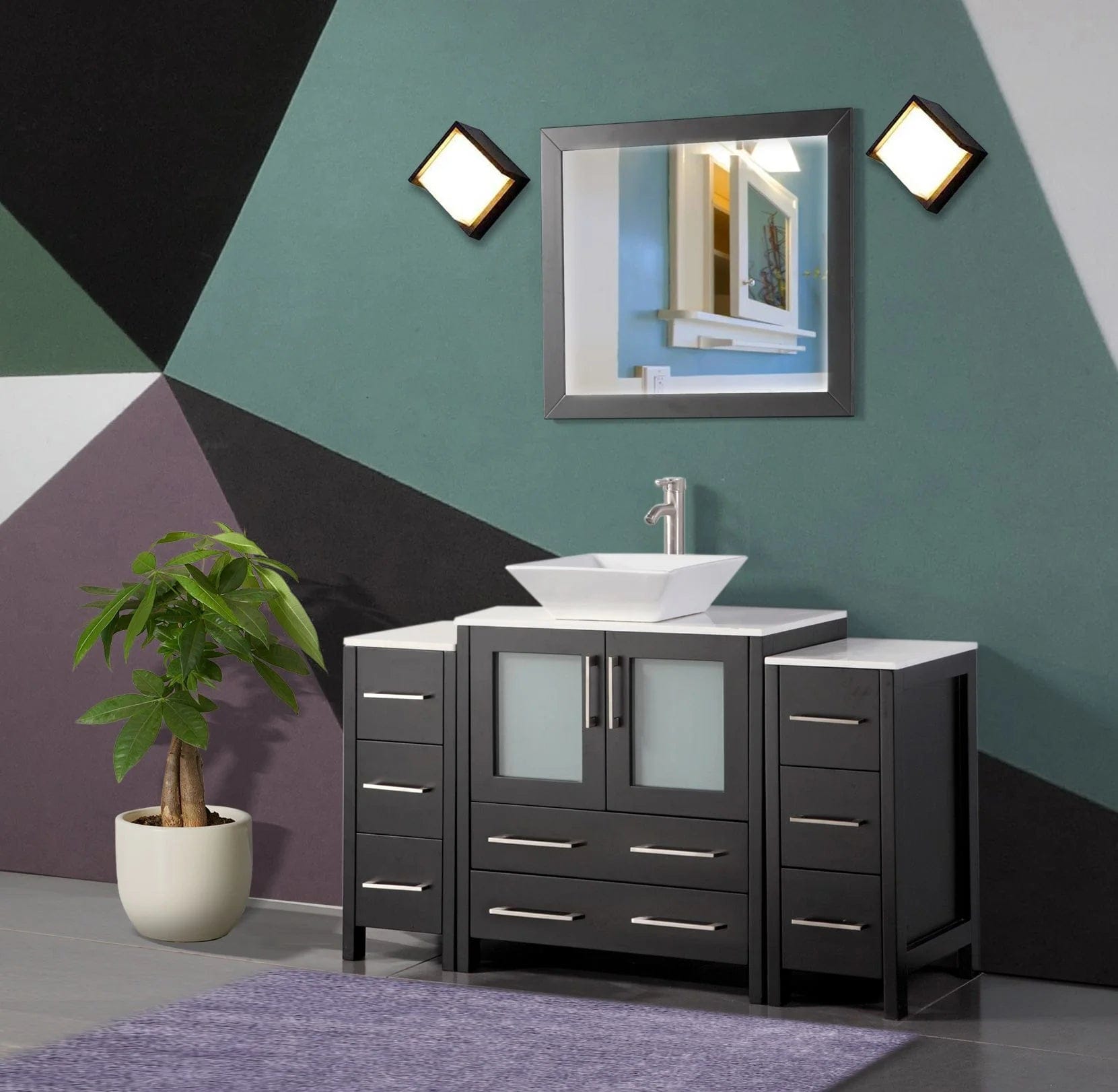 54 in. Single Sink Bathroom Vanity Combo Set in Espresso - Decohub Home