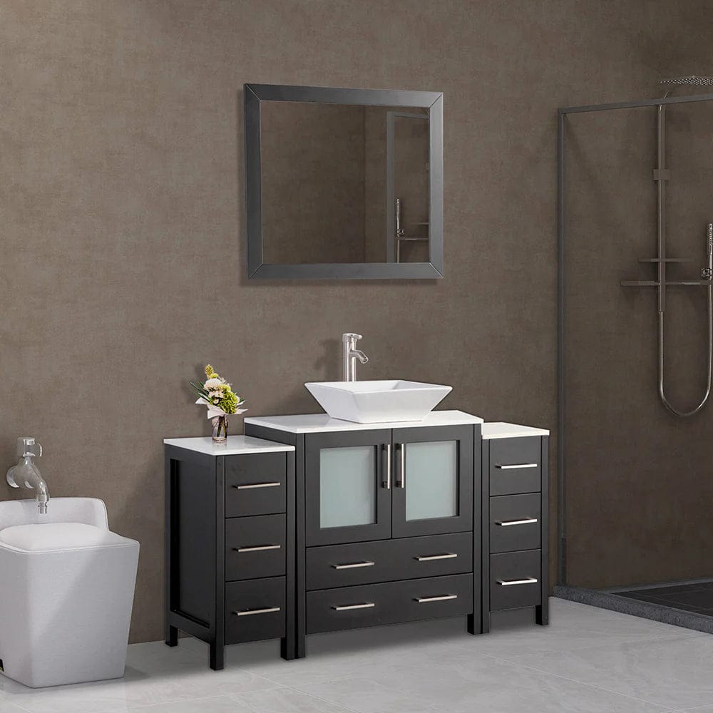 54 in. Single Sink Bathroom Vanity Combo Set in Espresso - Decohub Home