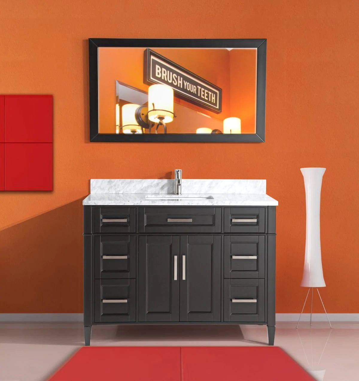 60 in. Single Sink Bathroom Vanity Set in Espresso ,Carrara Marble Stone Top - Decohub Home