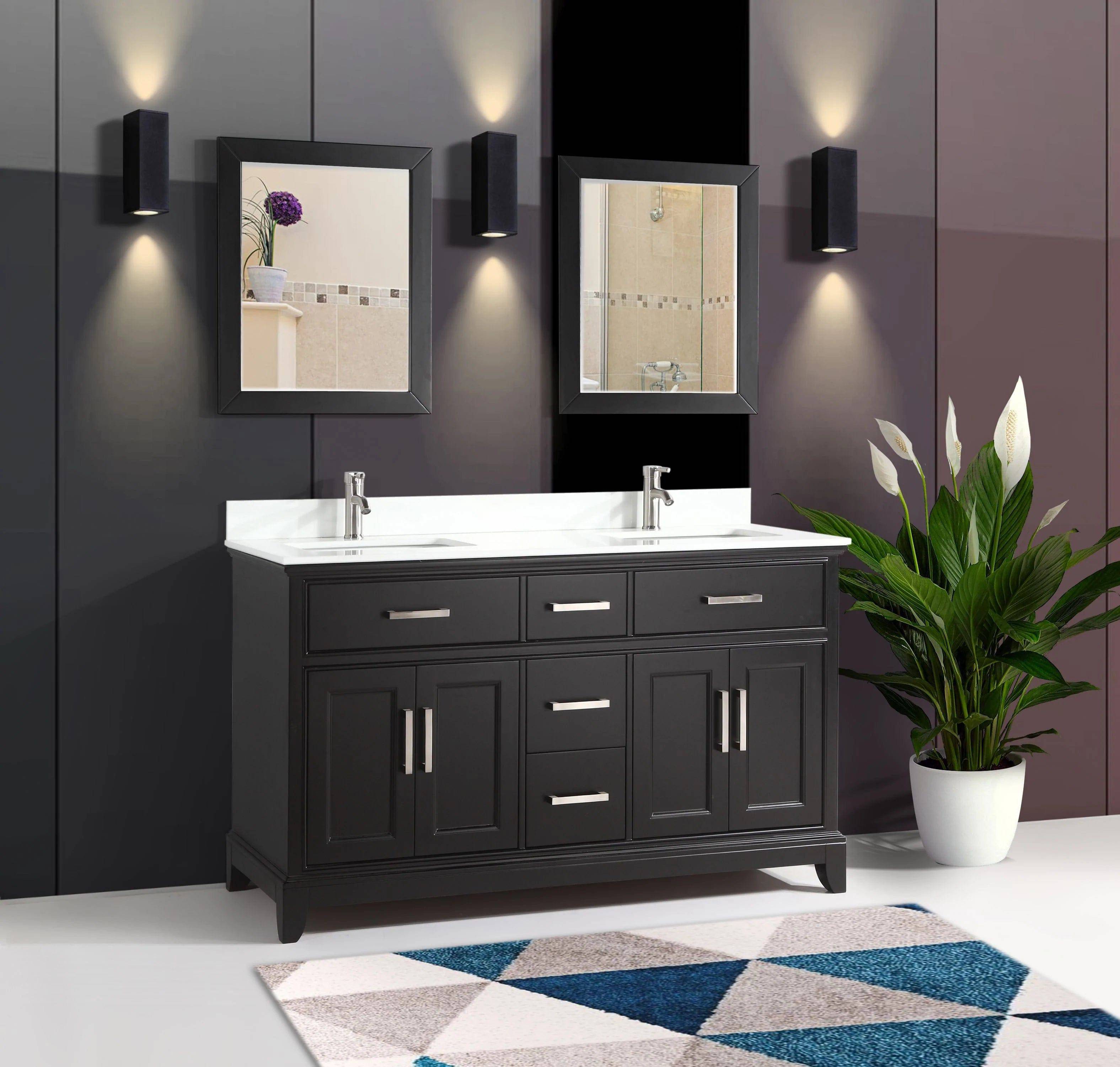 72 in. Double Sink Bathroom Vanity Set in Espresso - Decohub Home