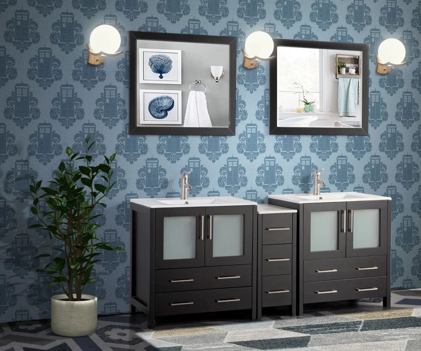 72 in. Double Sink Modern Bathroom Vanity Set in Espresso - Decohub Home