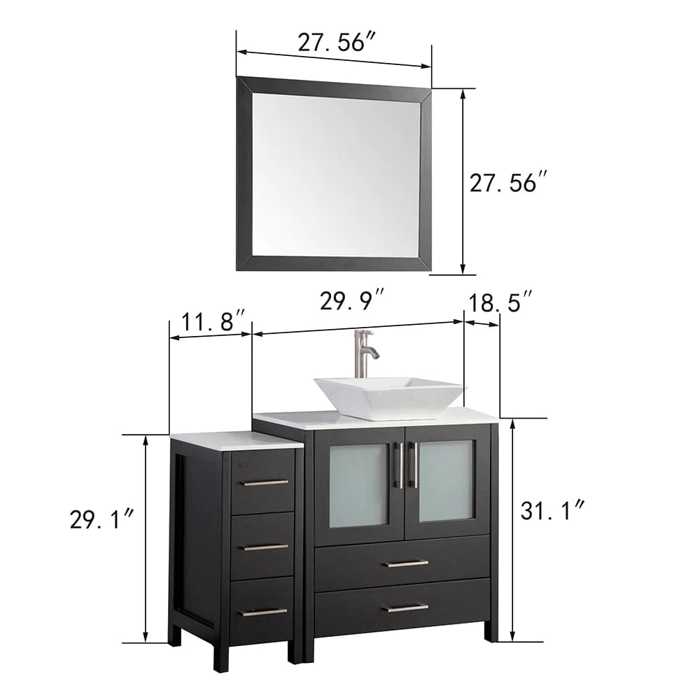 42 in. Single Sink Bathroom Vanity Combo Set in Espresso - Decohub Home