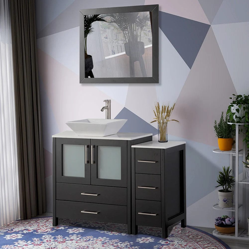 42 in. Single Sink Bathroom Vanity Combo Set in Espresso - Decohub Home