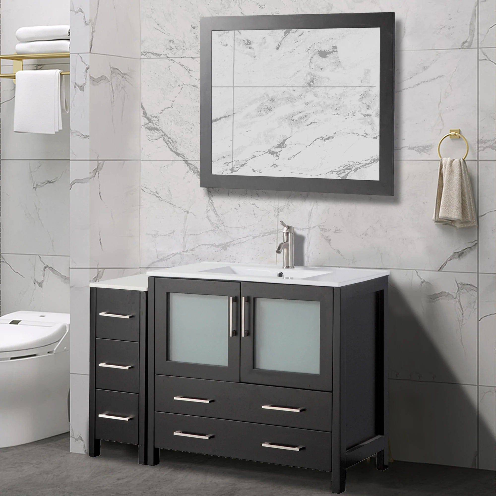 48 in. Single Sink Modern Bathroom Vanity Compact Set in Espresso - Decohub Home