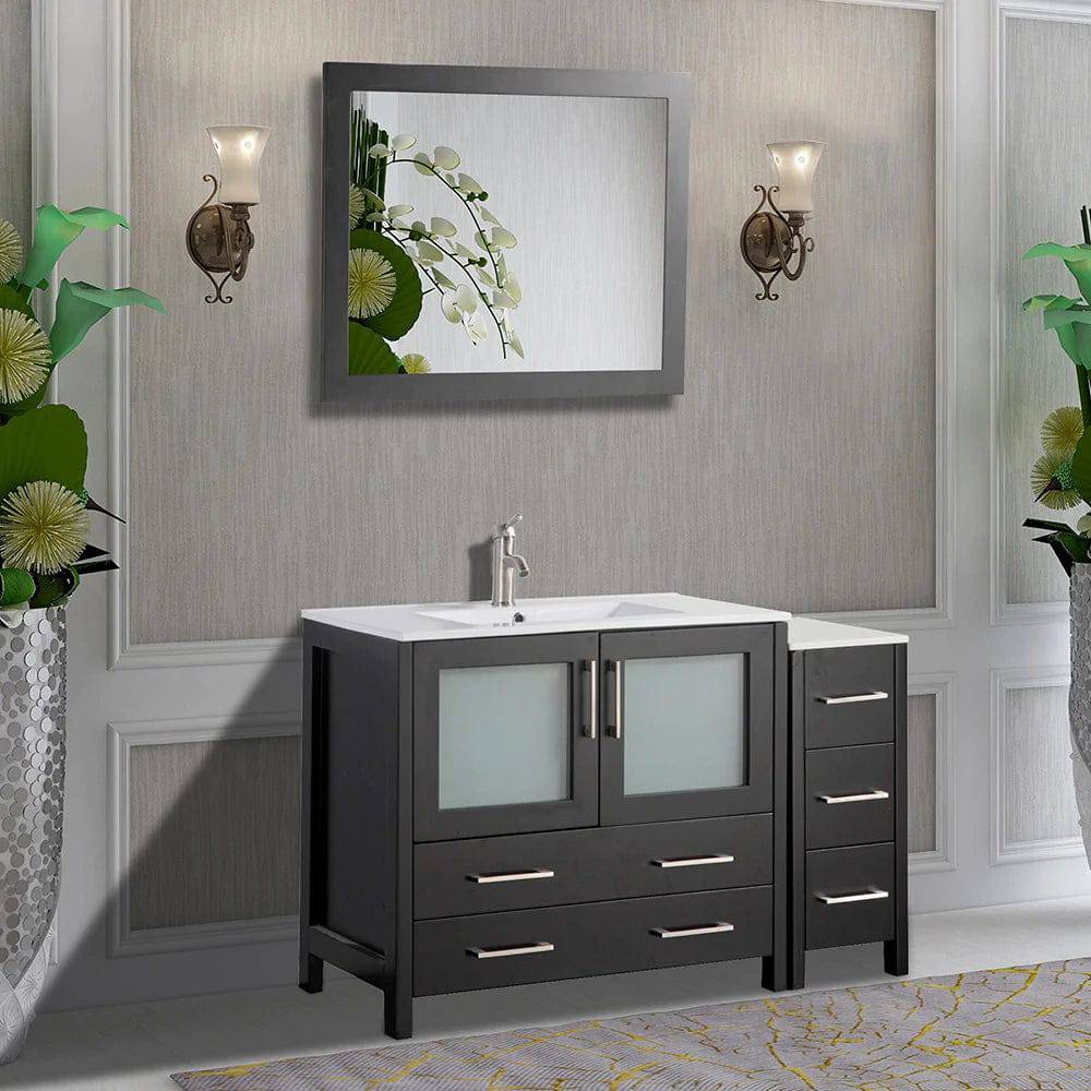 48 in. Single Sink Modern Bathroom Vanity Compact Set in Espresso - Decohub Home