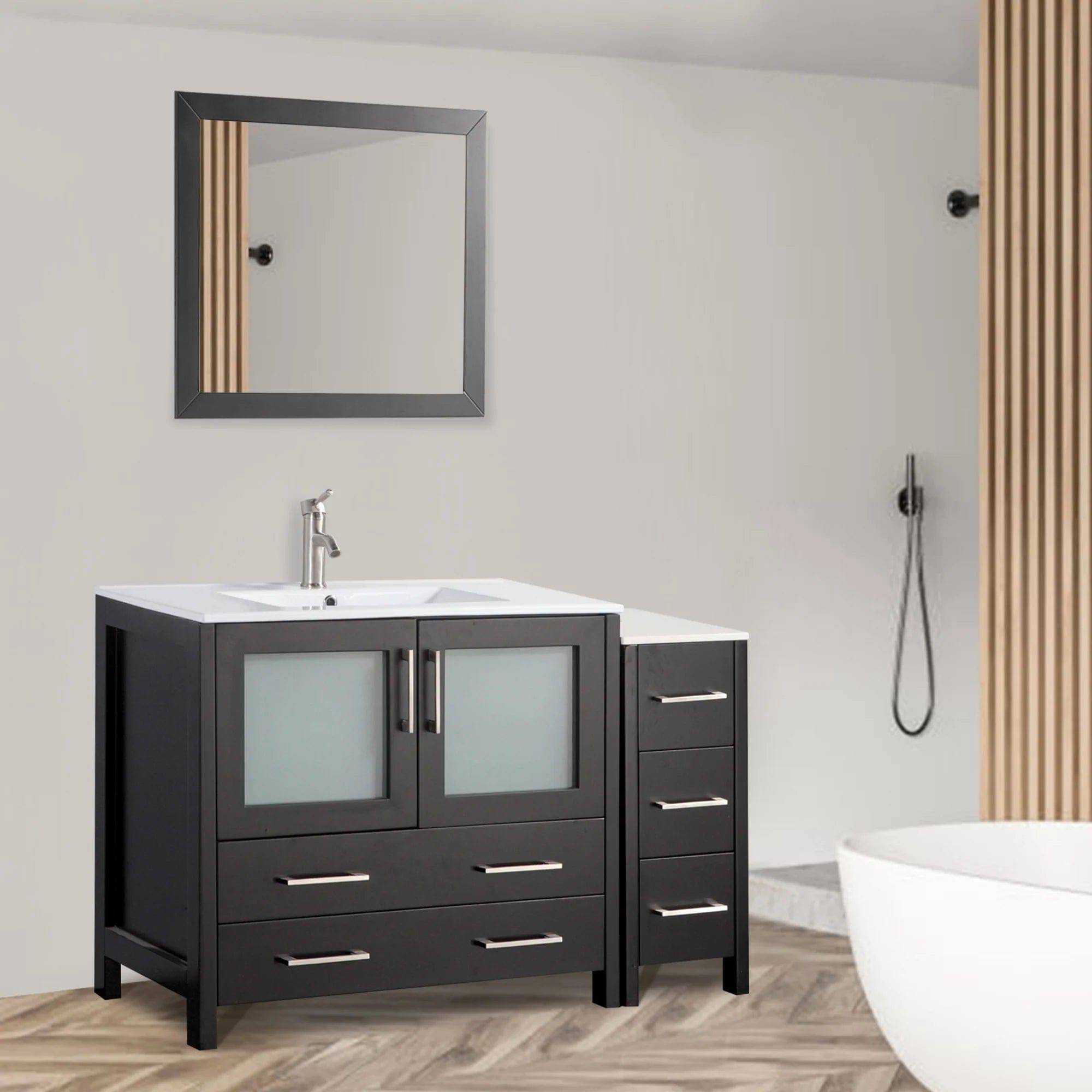 48 in. Single Sink Modern Bathroom Vanity Compact Set in Espresso - Decohub Home
