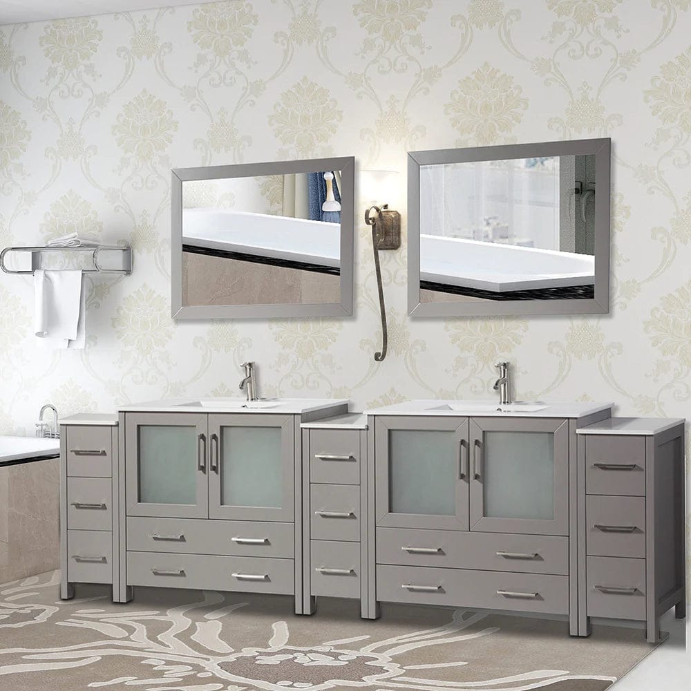 108 in. Double Sink Modern Bathroom Vanity Compact Set in Gray - Decohub Home