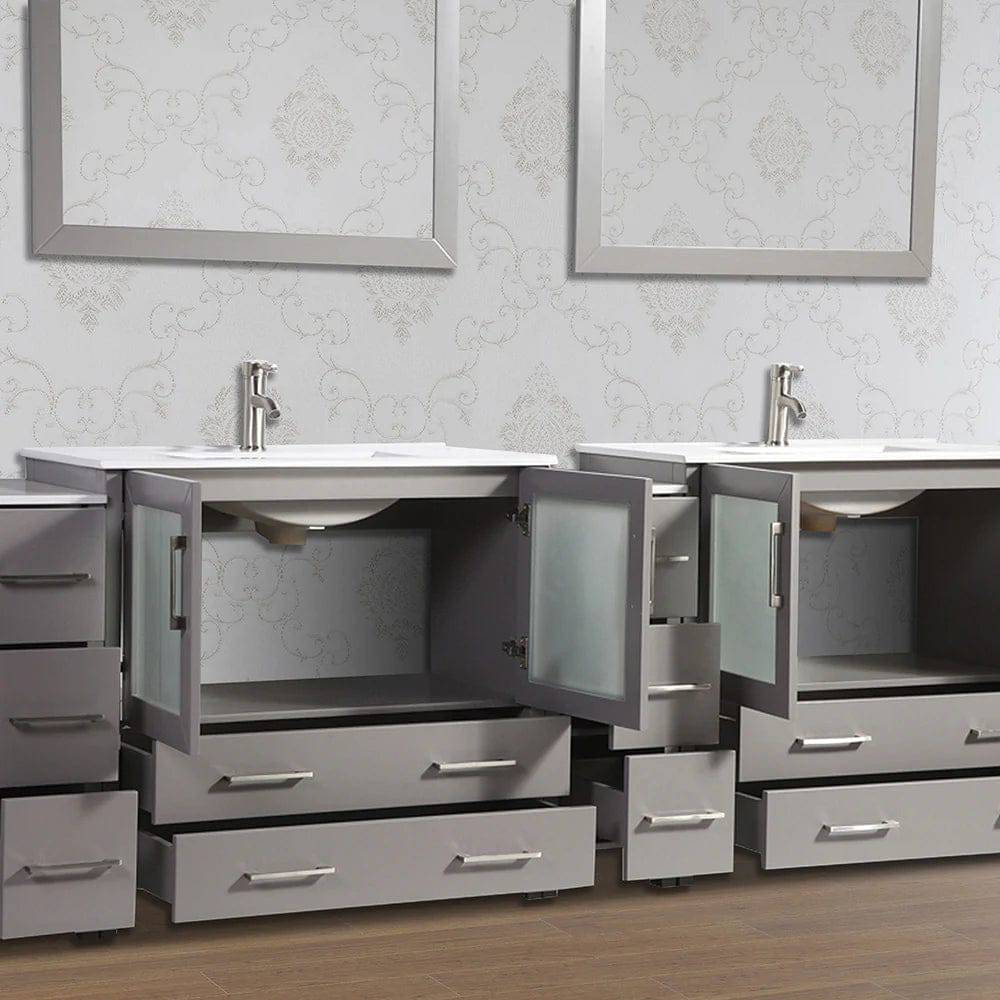 108 in. Double Sink Modern Bathroom Vanity Compact Set in Gray - Decohub Home