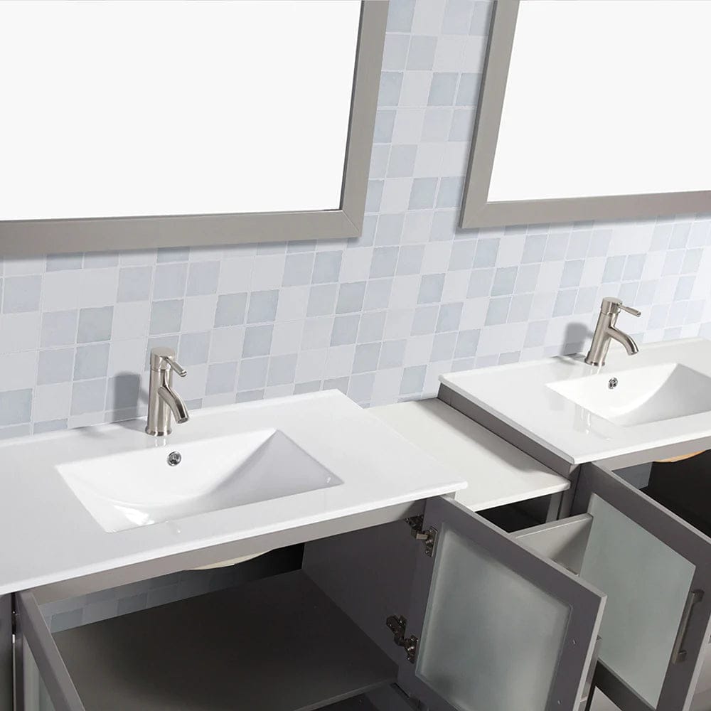 108 in. Double Sink Modern Bathroom Vanity Compact Set in Gray - Decohub Home