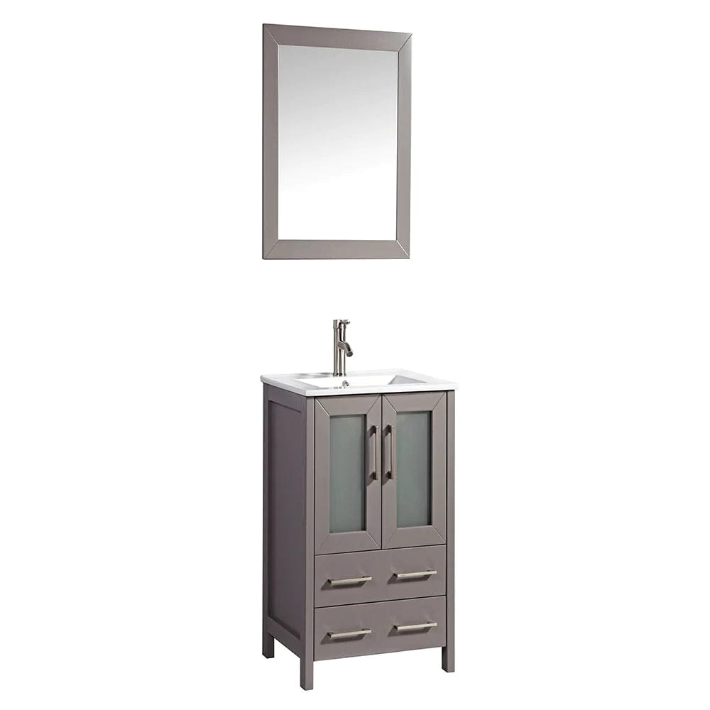 24 in. Single Sink Bathroom Vanity Compact Set in Gray - Decohub Home