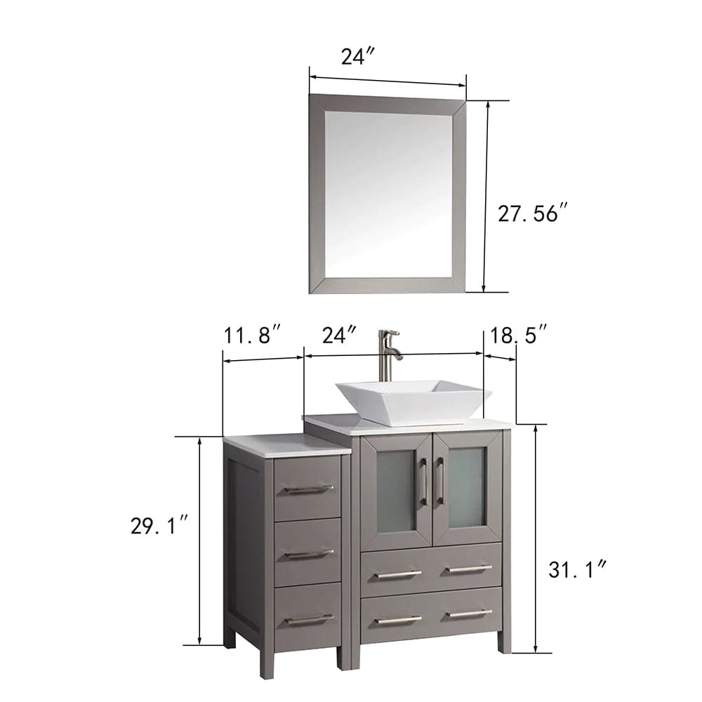 36 in. Single Sink Bathroom Vanity Combo Set in Gray - Decohub Home