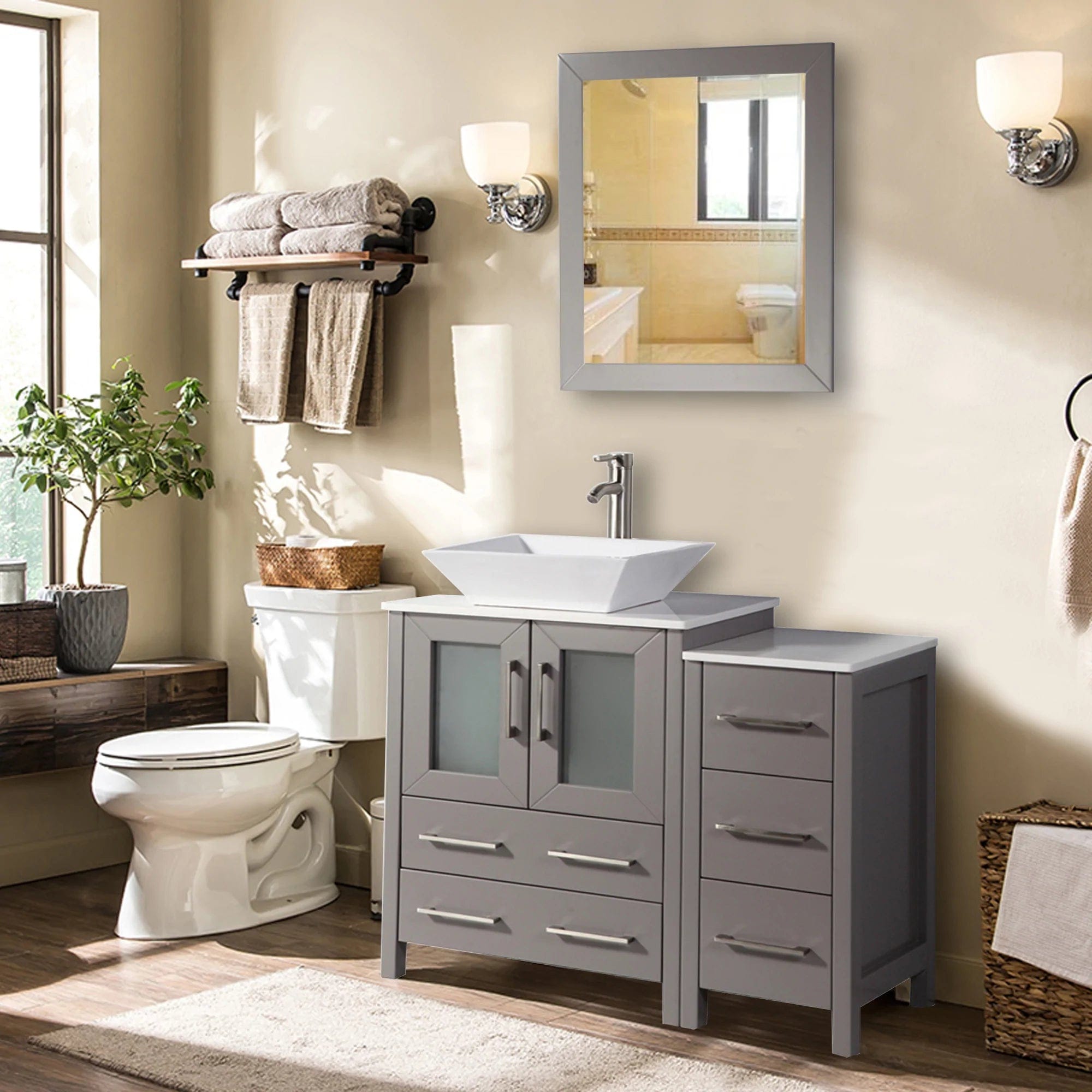 36 in. Single Sink Bathroom Vanity Combo Set in Gray - Decohub Home