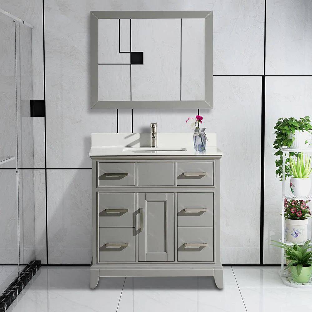 36 in. Single Sink Bathroom Vanity Set in Gray - Decohub Home