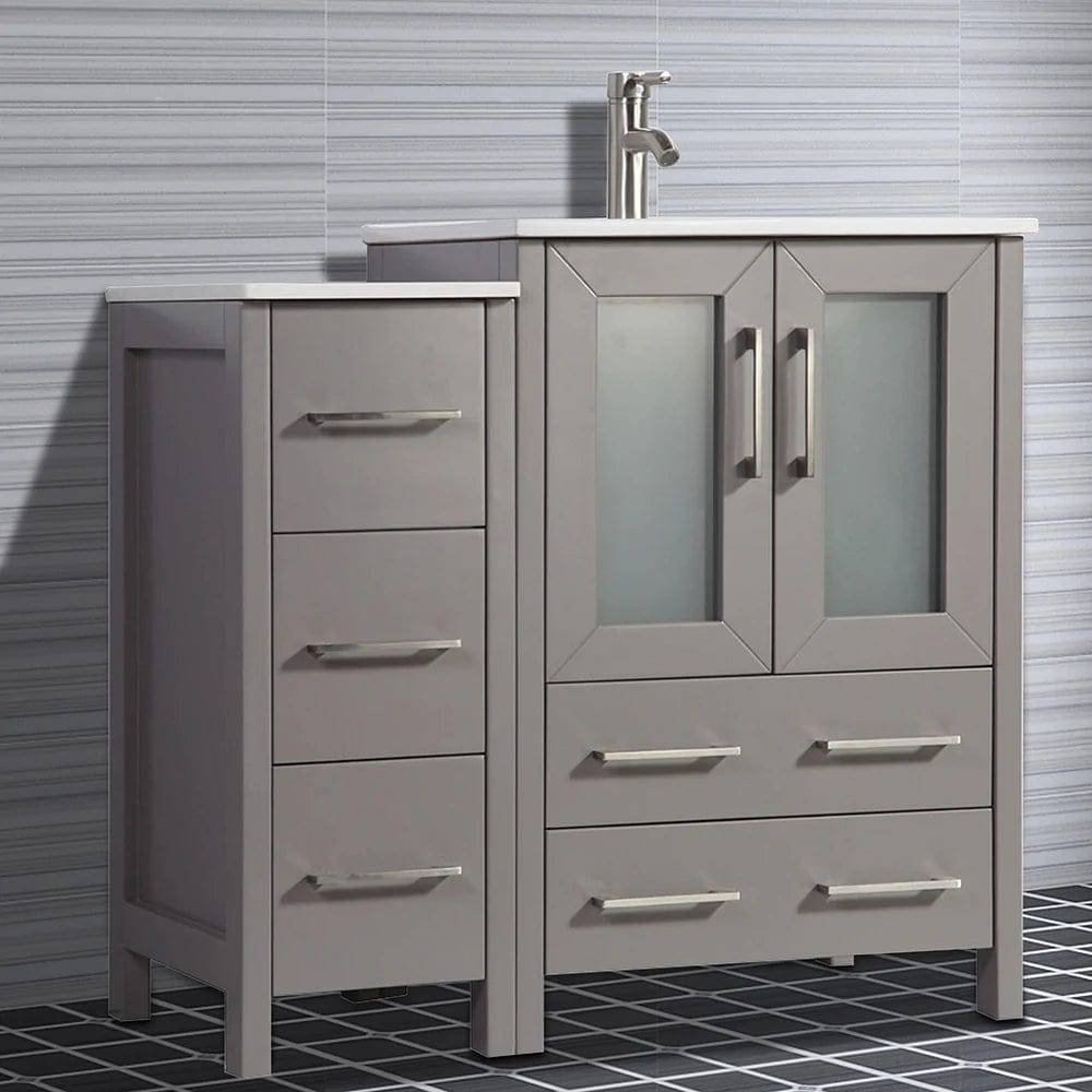 36 in. Single Sink Modern Bathroom Vanity Combo Set in Gray - Decohub Home
