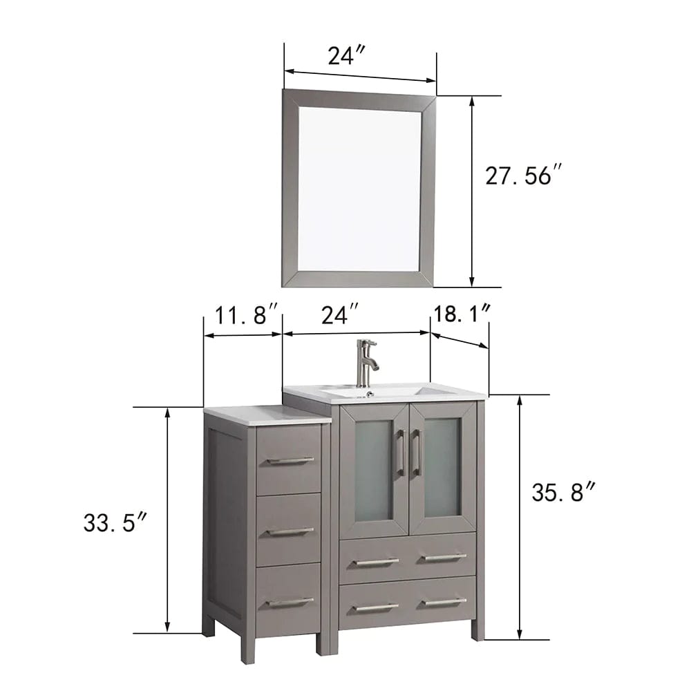 36 in. Single Sink Modern Bathroom Vanity Combo Set in Gray - Decohub Home