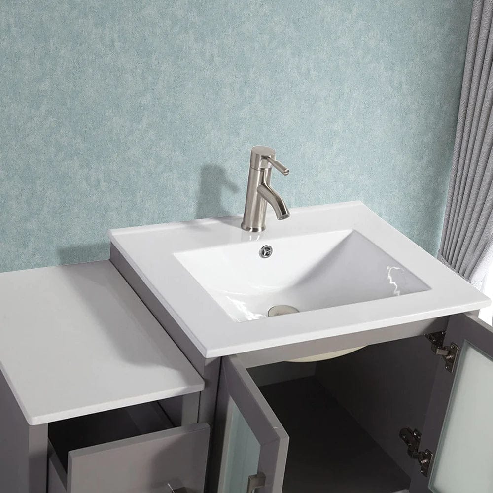 36 in. Single Sink Modern Bathroom Vanity Combo Set in Gray - Decohub Home