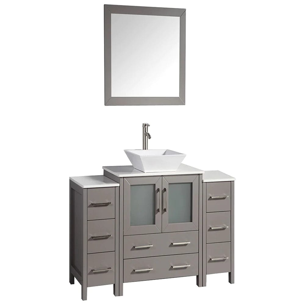 54 in. Single Sink Bathroom Vanity Combo Set in Gray - Decohub Home